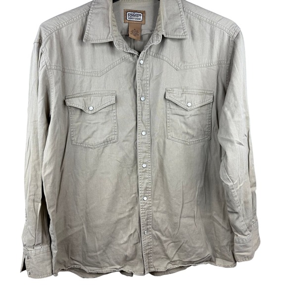 Other - C.E.‎ SCHMIDT Work Wear Shirt Men's Sz XL Beige Pearl Snap Western cotton